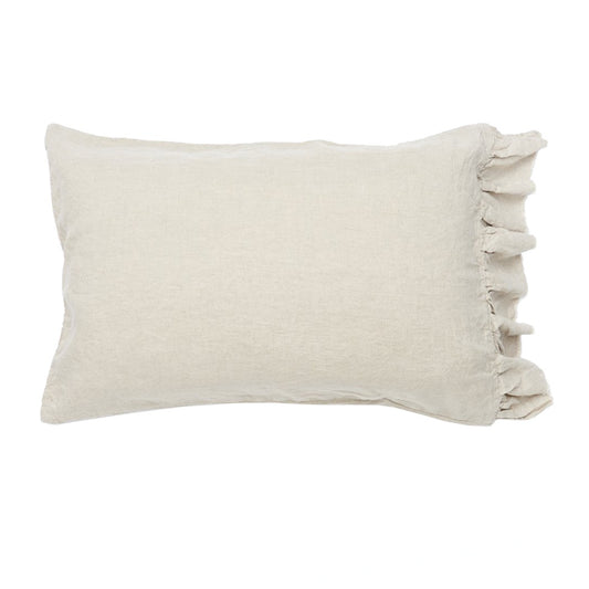 SOW natural linen pillowcase set with ruffle