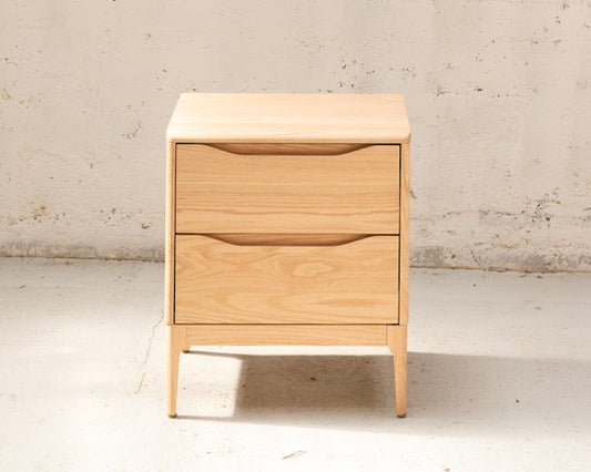 NZ made 2-drawer american ash bedside cabinet