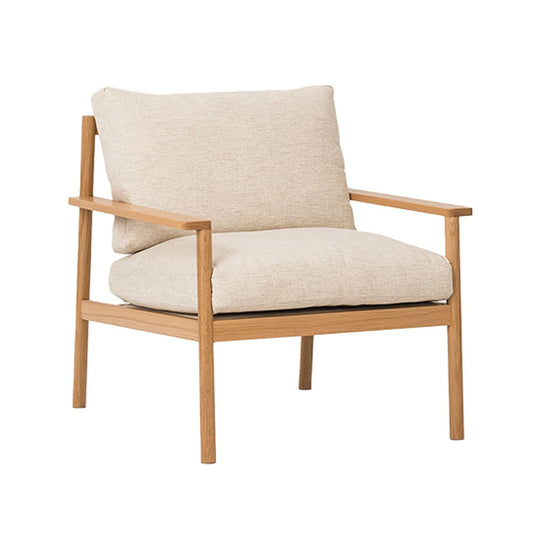 NZ made upholstered armchair husk fabric