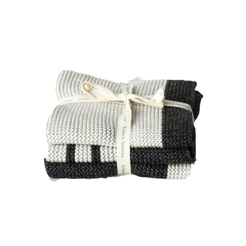 Set of 3 knitted cloths two tone