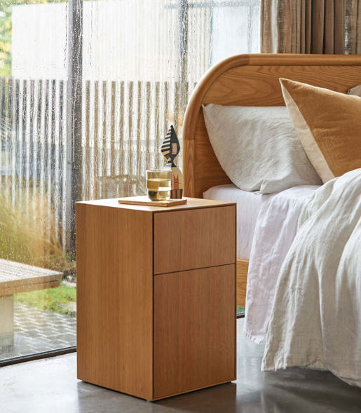 Plinth oak bedside cabinet natural