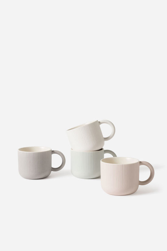 Linear stoneware mug blush