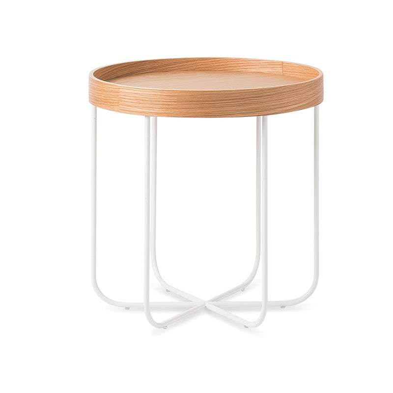 Segment plywood side table 45cm white