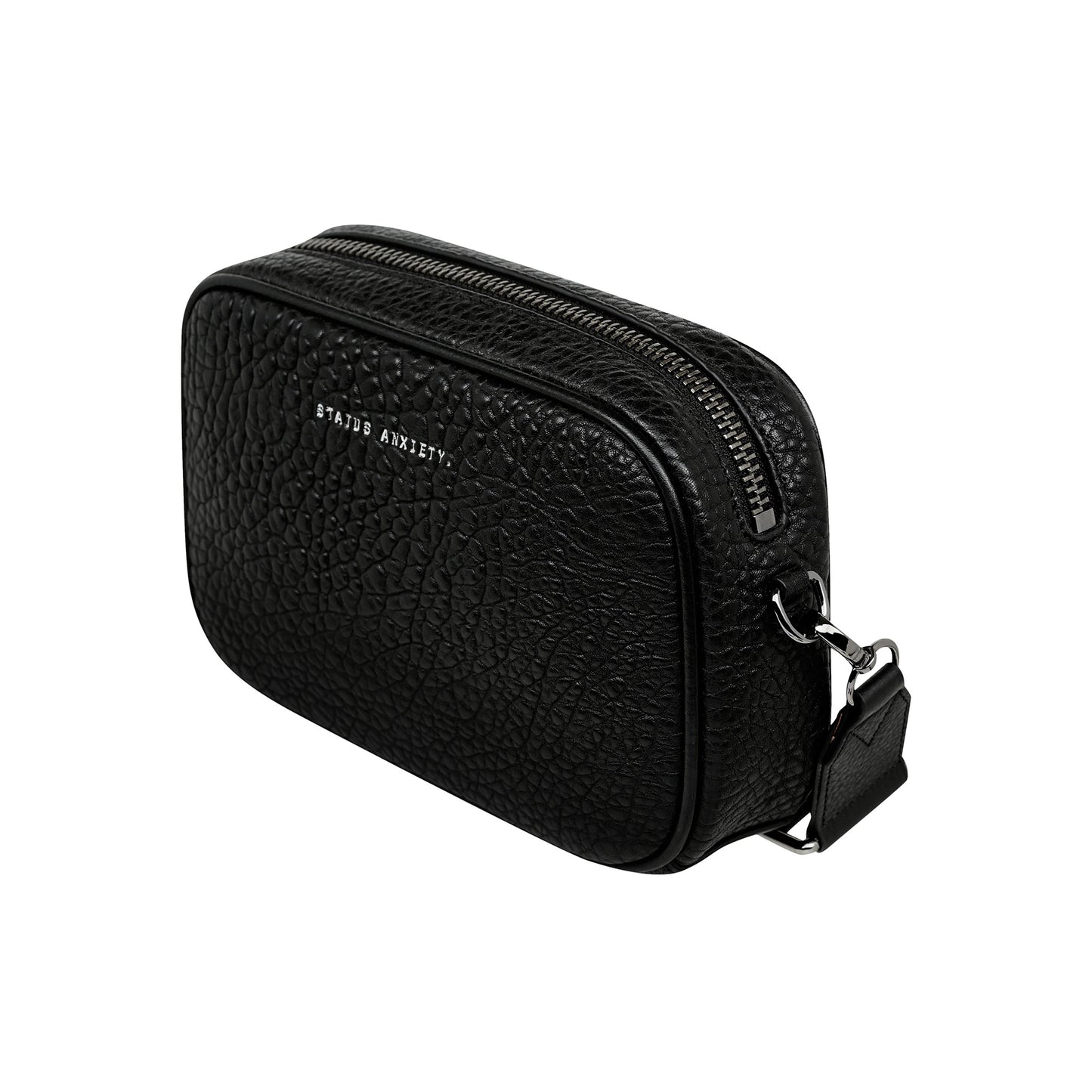 Plunder shoulder bag wide strap black bubble leather