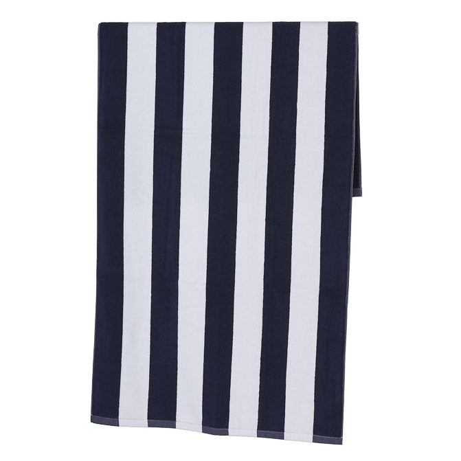 Navy stripe beach online towel