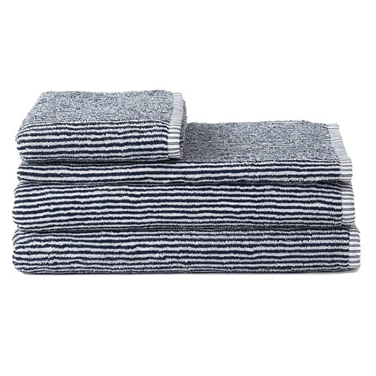 Striped cotton towel range navy & white