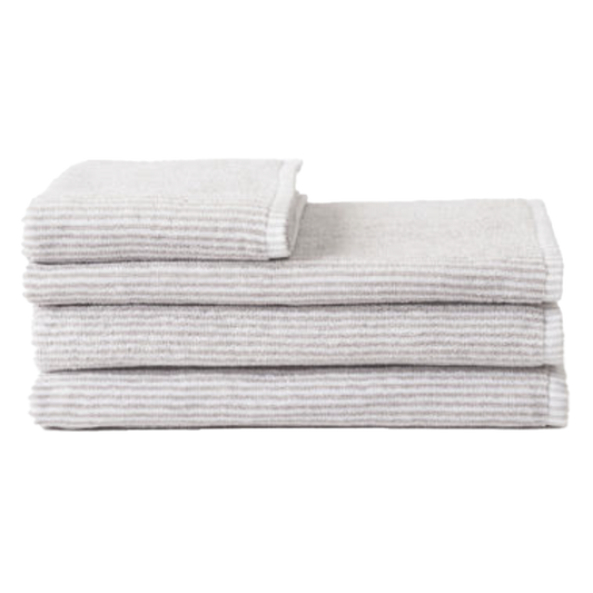 Striped cotton towel range grey & white
