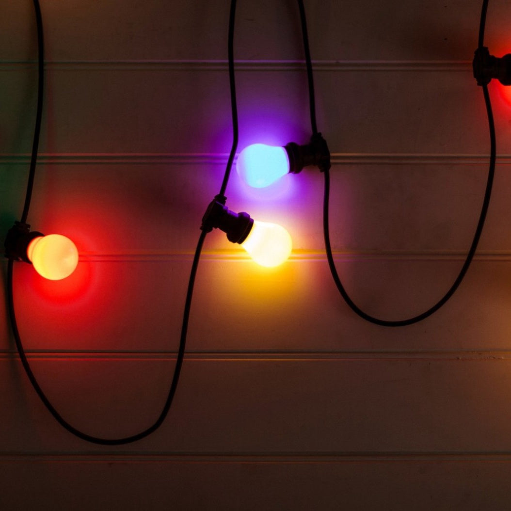 Outdoor festoon lights coloured