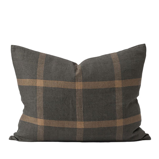 Grid woven linen cushion cover 65x50cm