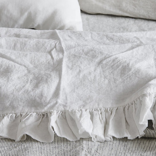 SOW white linen fitted sheet king
