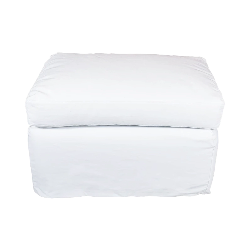 Cotton slip cover ottoman white