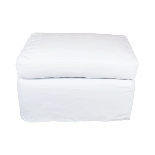 Cotton slip cover ottoman white