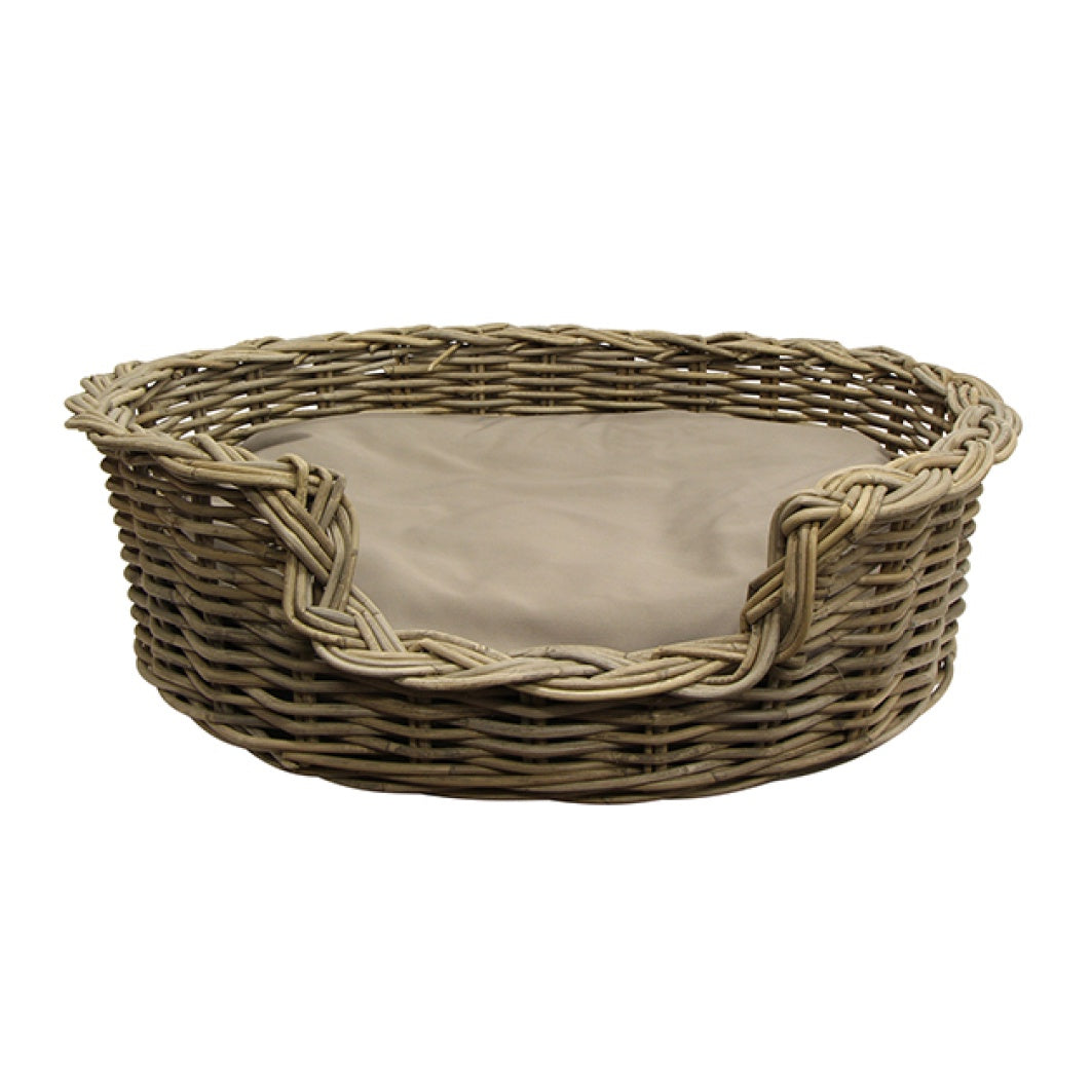 Woven willow pet bed grey wash