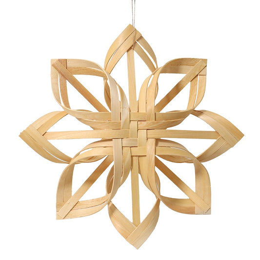 Woven wooden hanging snowflake 40cm