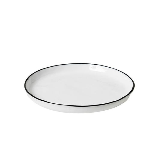 Broste salt small plate white with black rim