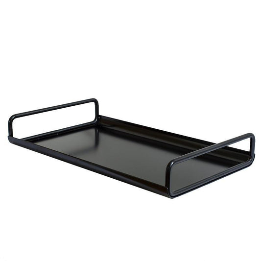 Metal tray with handles black