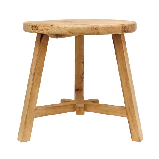 Reclaimed elm wood round side table 66cm