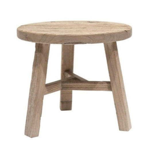 Reclaimed elm wood round side table 52cm