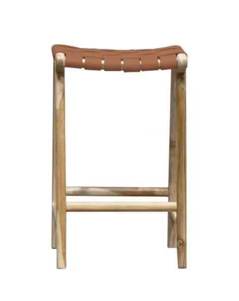 Woven leather counter stool tan 65cm