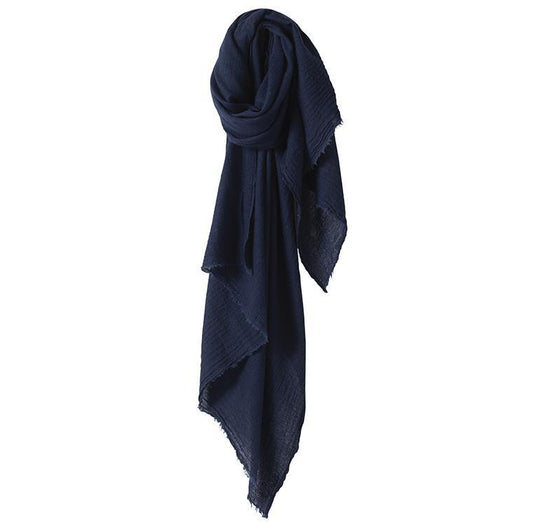 Wool Silk Scarf navy