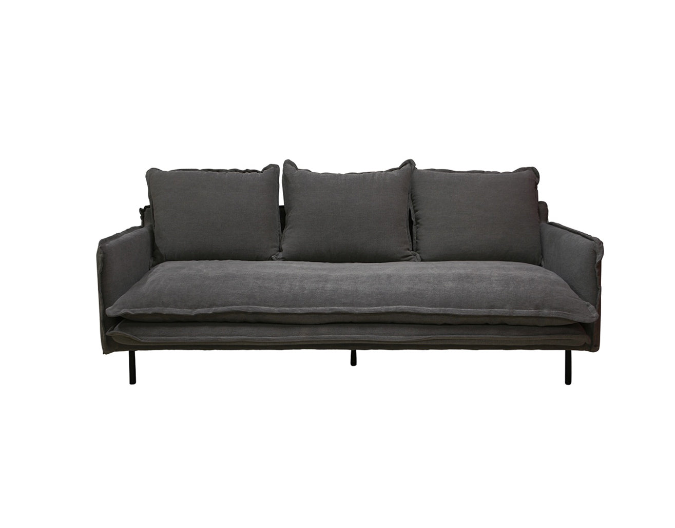 Asha 3-seater cotton sofa charcoal 210cm
