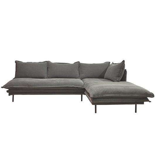 Asha modular cotton sofa mid grey right 260cm