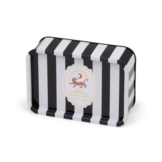 Tiger tin candle black cedar and fig