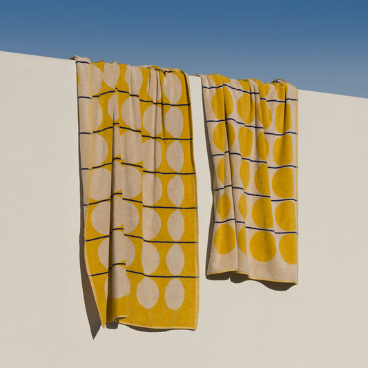 Abacus beach towel daffodil and cream