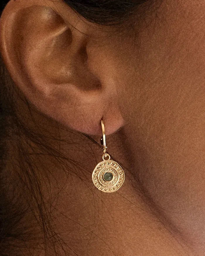 Agapée Alba earrings gold with green stone