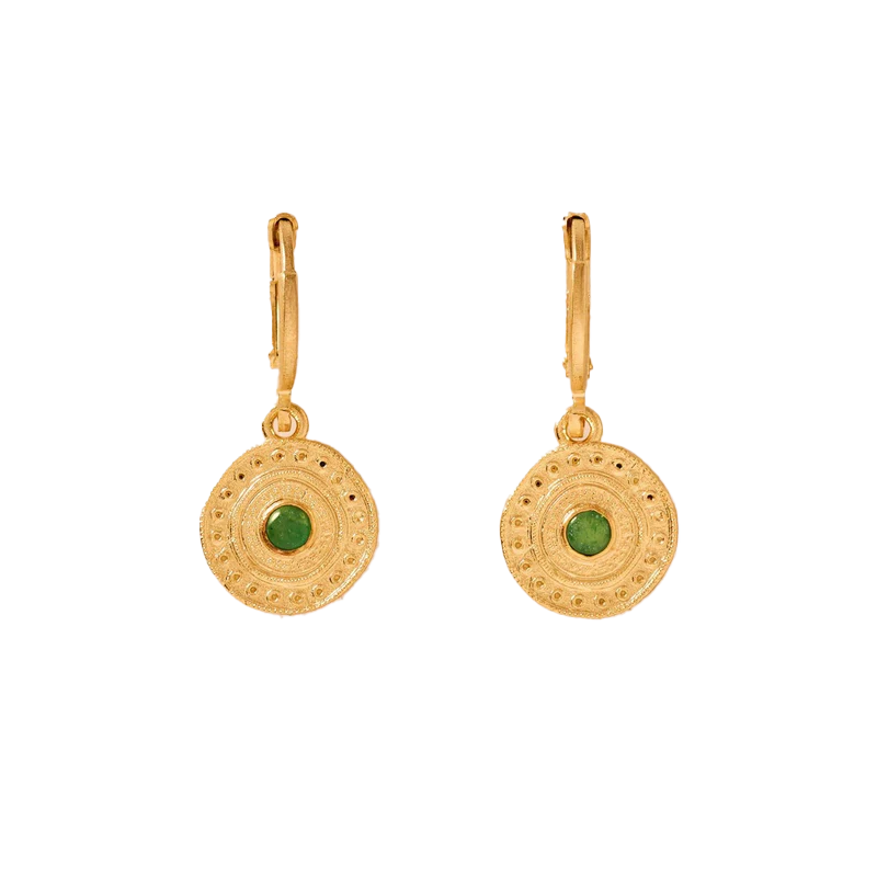 Agapée Alba earrings gold with green stone