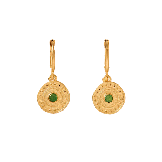 Agapée Alba earrings gold with green stone