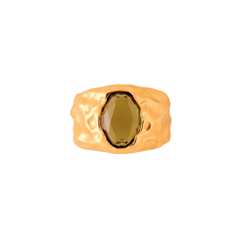 Agapée Carmen ring with dark green stone