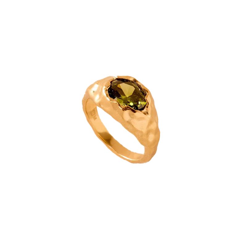 Agapée Maria ring with dark green stone