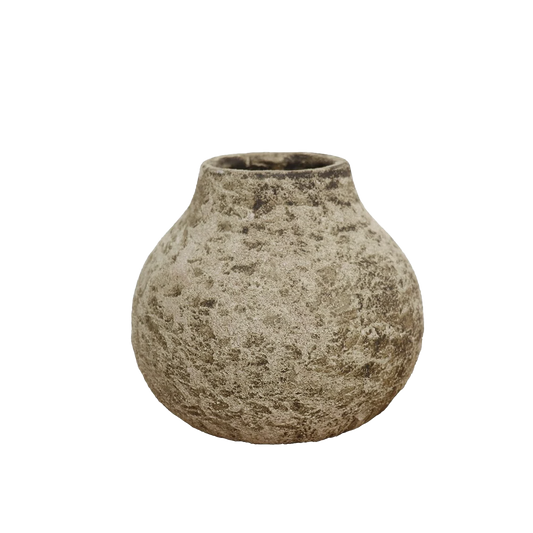 Aged earthenware wide mouth vessel 18cm