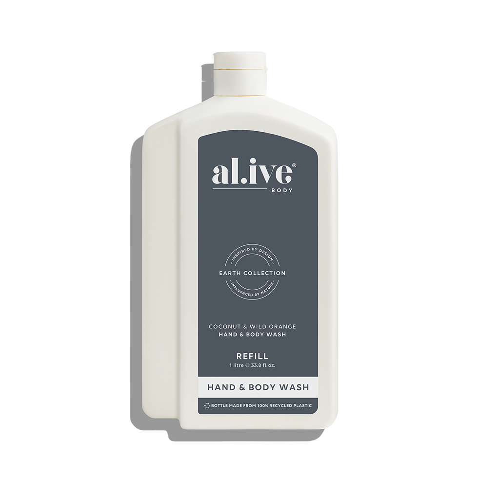 Al.ive hand + body wash refill coconut & wild orange one litre