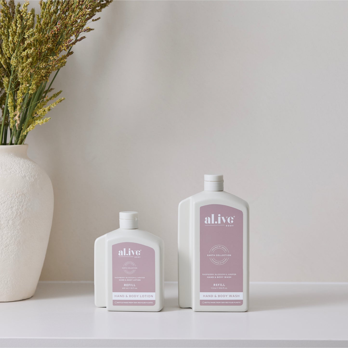 Al.ive hand + body wash refill raspberry blossom & juniper one litre