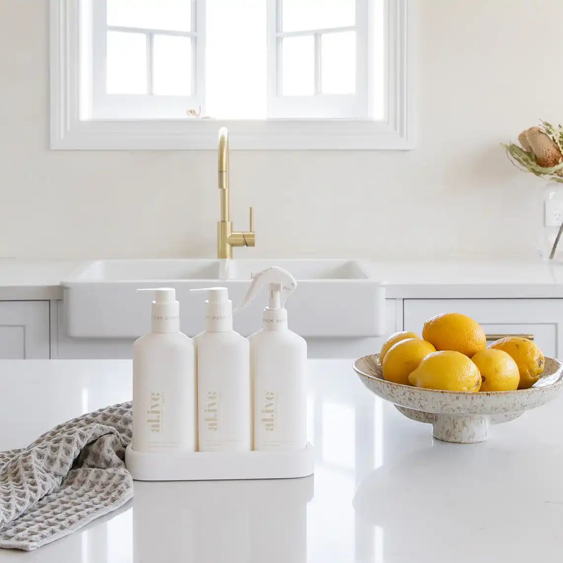 Al.ive kitchen hand wash + dish wash + bench spray trio lemon myrtle & honeydew