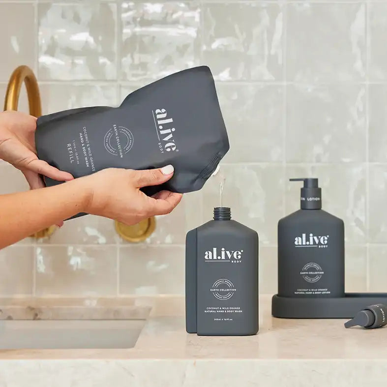 Al.ive hand + body wash refill kaffir lime & green tea 1L