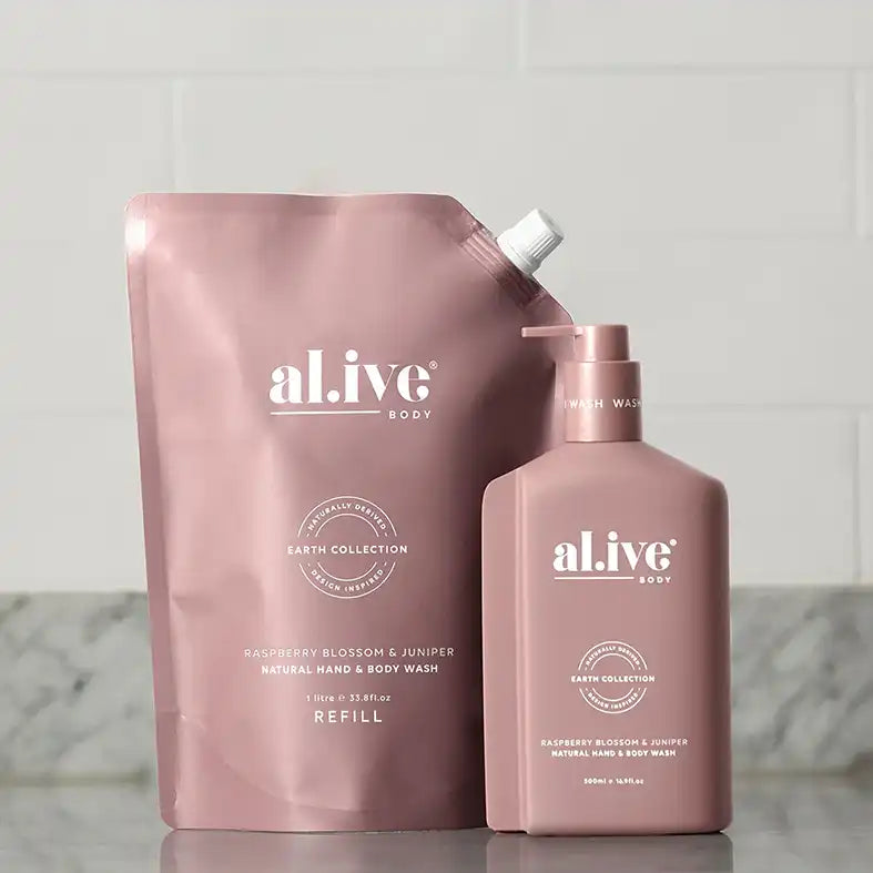 Al.ive hand + body wash refill raspberry blossom & juniper 1L