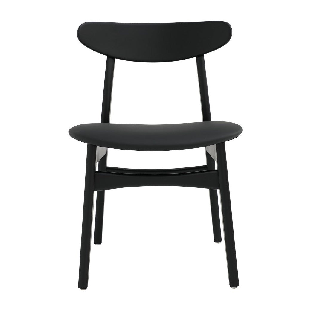 Alice black ash wood dining chair with leather seat black