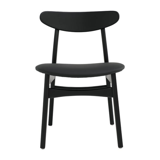 Alice black ash wood dining chair with leather seat black