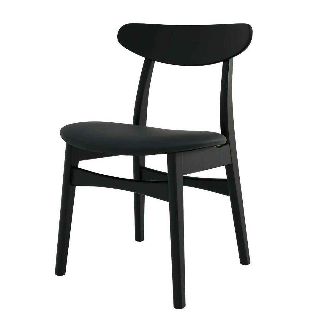 Alice black ash wood dining chair with leather seat black