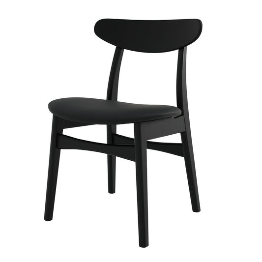 Alice black ash wood dining chair with leather seat black