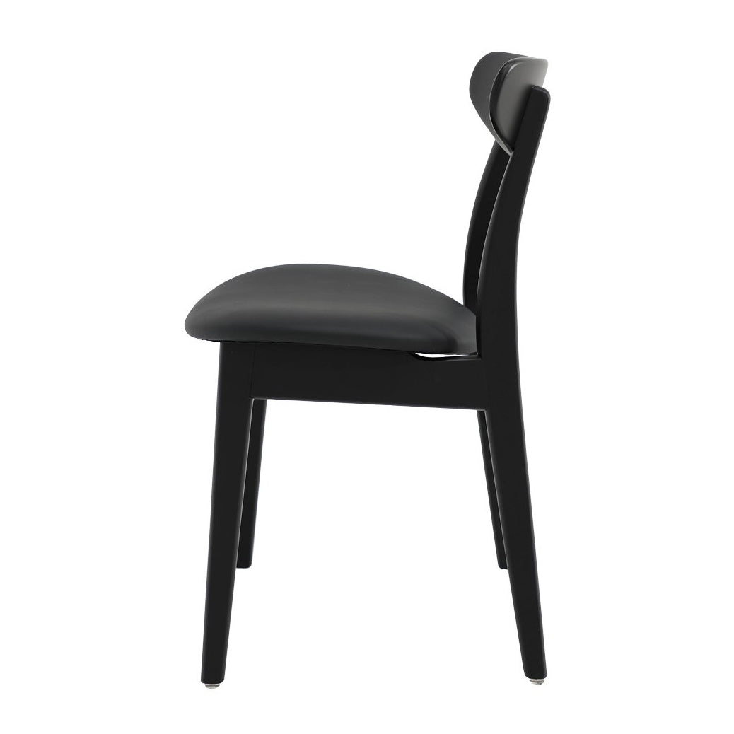 Alice black ash wood dining chair with leather seat black