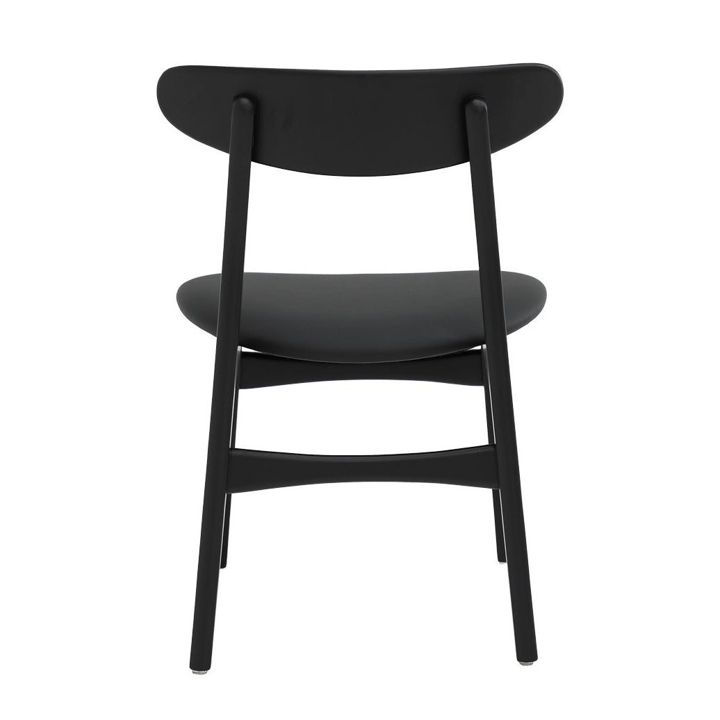 Alice black ash wood dining chair with leather seat black
