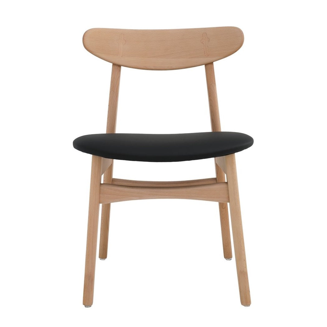 Alice natural beech wood dining chair with leather seat black