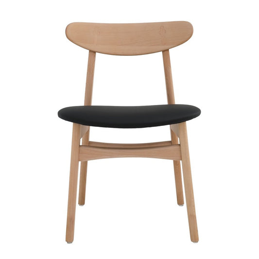 Alice natural beech wood dining chair with leather seat black