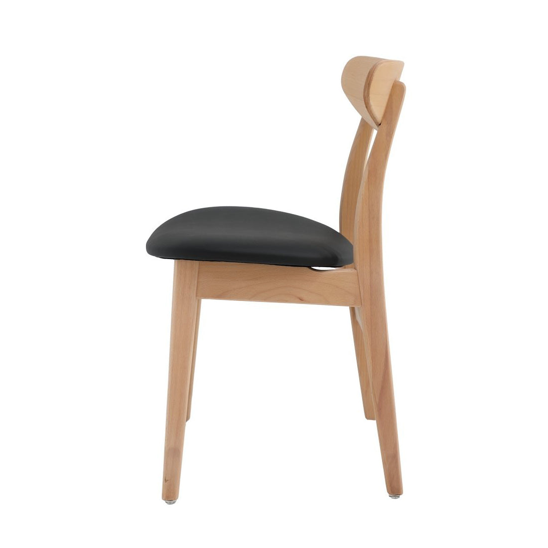 Alice natural beech wood dining chair with leather seat black