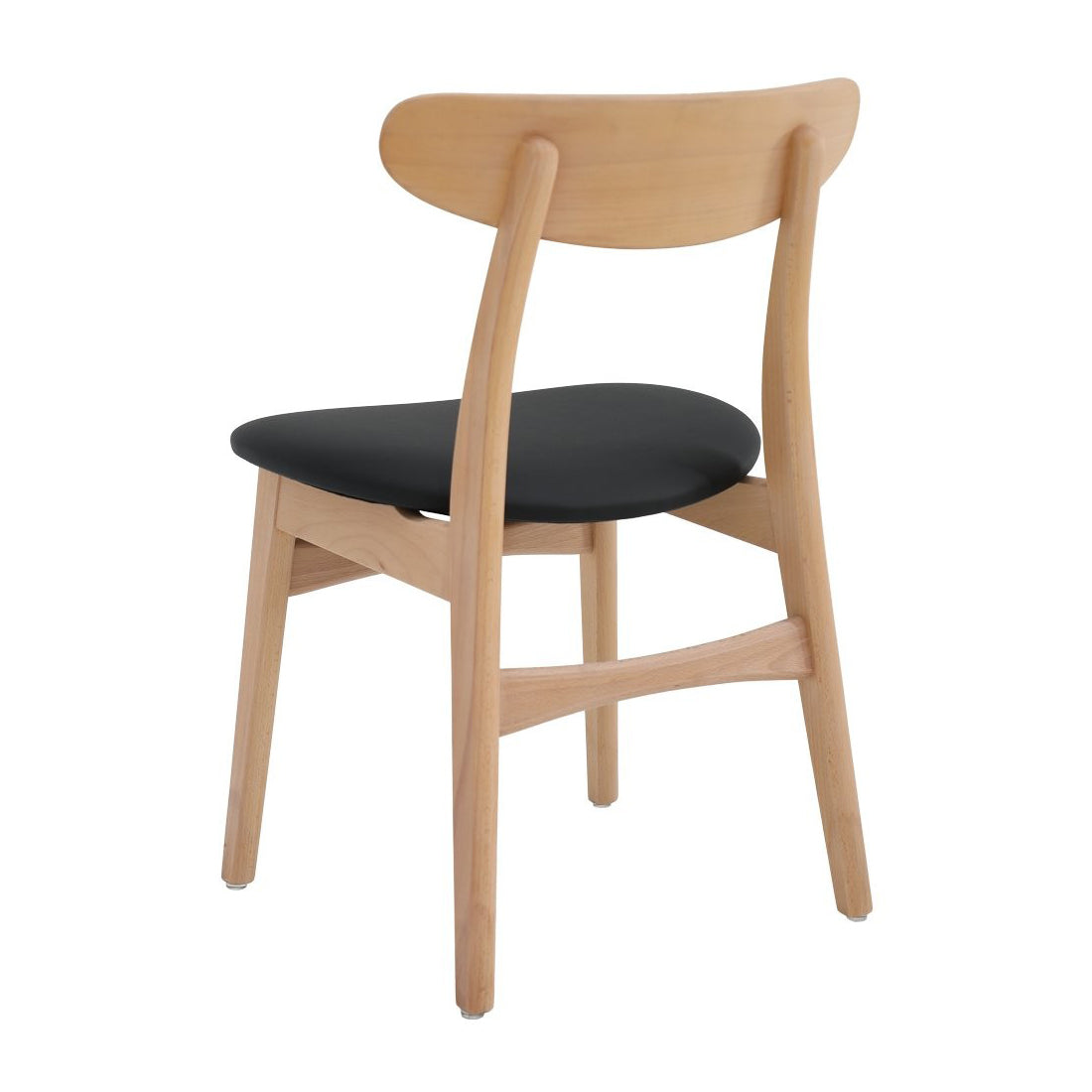 Alice natural beech wood dining chair with leather seat black