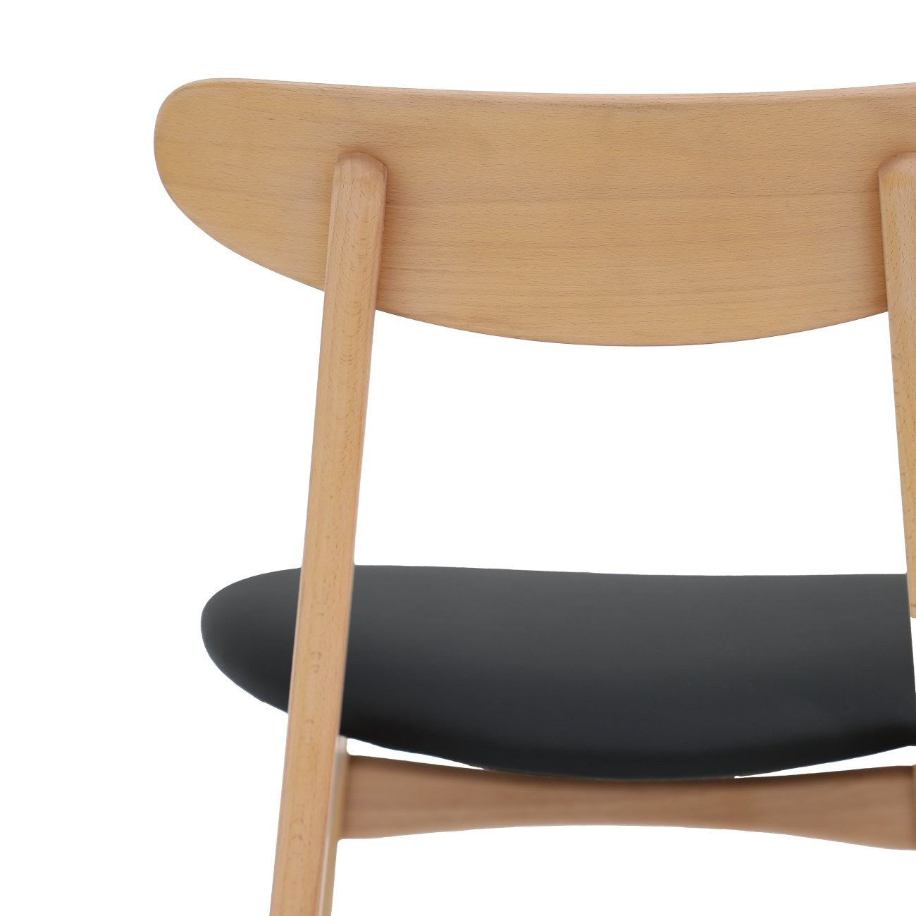 Alice natural beech wood dining chair with leather seat black